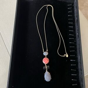LOFT Gold Necklace with Pink and Blue Pendants